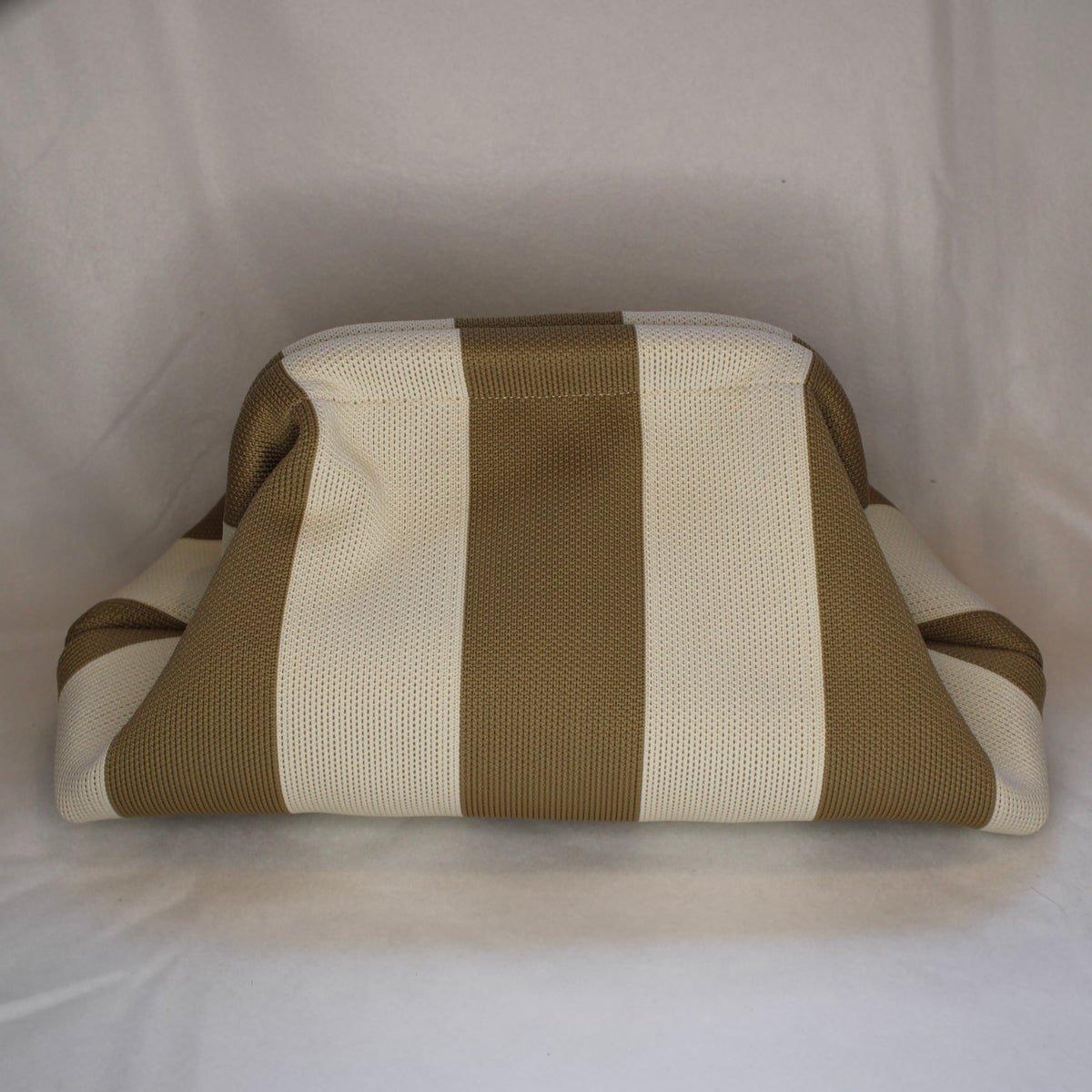 Makeup Handtas Striped Kaki/White