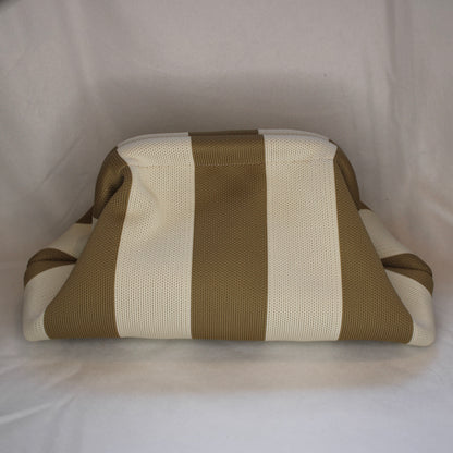 Makeup Handtas Striped Kaki/White